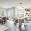 large living space with seating and windows