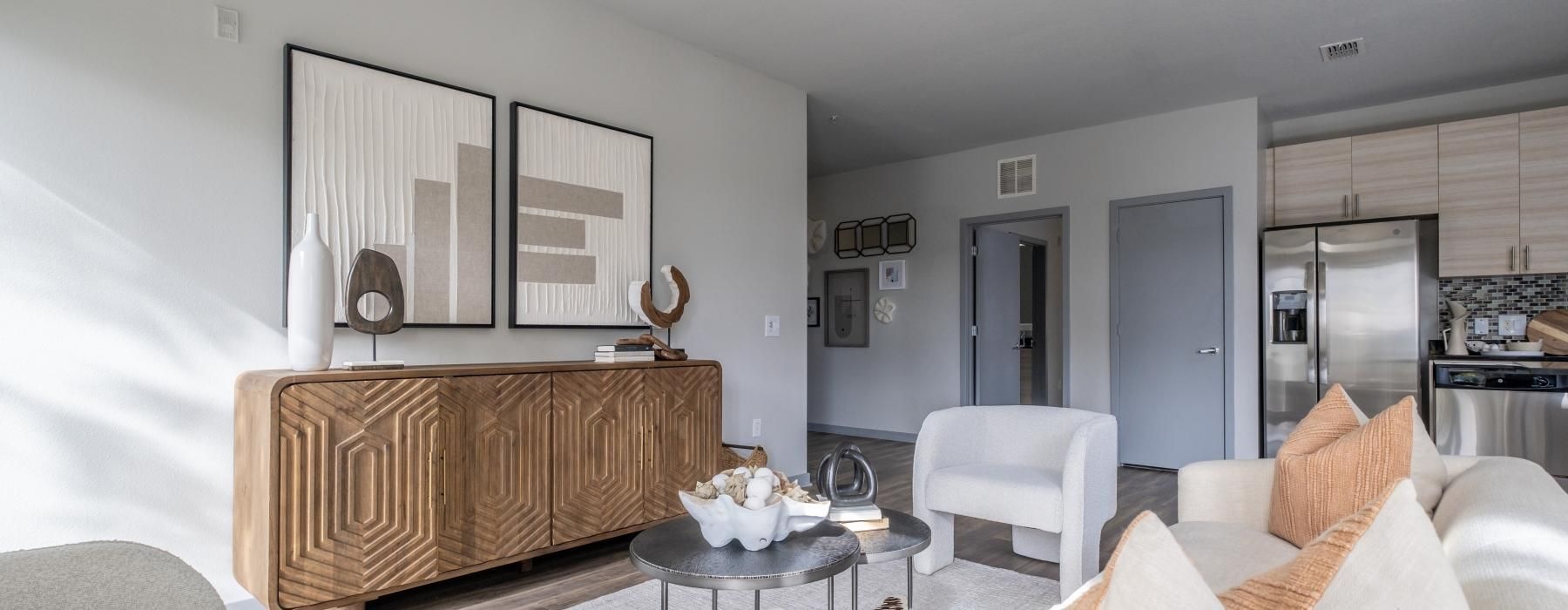 a living room with a couch and a table